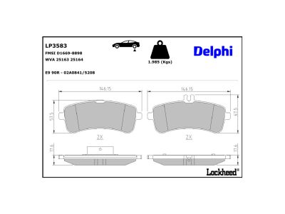 Juego de 4 pastillas de freno (Almohadilla de freno) DELPHI ref. LP3583