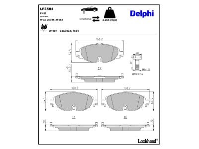 Juego de 4 pastillas de freno (Almohadilla de freno) DELPHI ref. LP3584