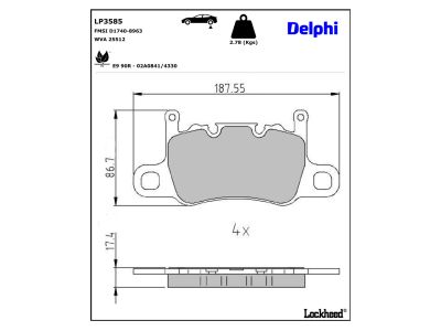 Jeu de 4 plaquettes de frein DELPHI ref. LP3585