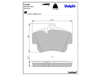 Jeu de 4 plaquettes de frein DELPHI ref. LP3586