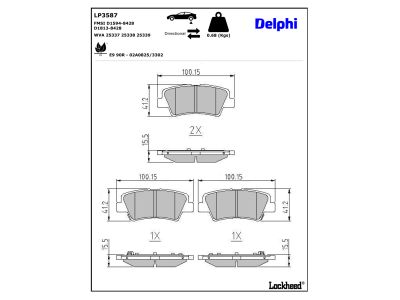 Jogo de 4 pastilhas de travão DELPHI ref. LP3587