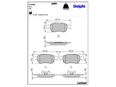 Juego de 4 pastillas de freno (Almohadilla de freno) DELPHI ref. LP3588