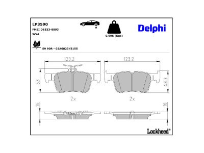 Juego de 4 pastillas de freno (Almohadilla de freno) DELPHI ref. LP3590