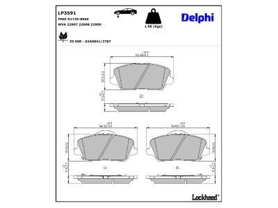 Juego de 4 pastillas de freno (Almohadilla de freno) DELPHI ref. LP3591
