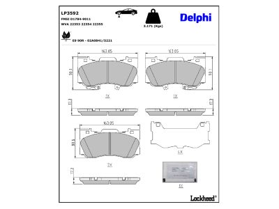 Juego de 4 pastillas de freno (Almohadilla de freno) DELPHI ref. LP3592