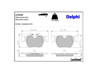 Jeu de 4 plaquettes de frein DELPHI ref. LP3598