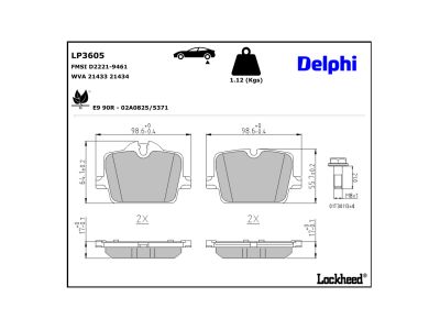 Jeu de 4 plaquettes de frein DELPHI ref. LP3605
