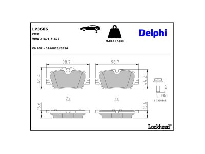 Juego de 4 pastillas de freno (Almohadilla de freno) DELPHI ref. LP3606