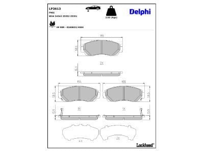 Juego de 4 pastillas de freno (Almohadilla de freno) DELPHI ref. LP3613