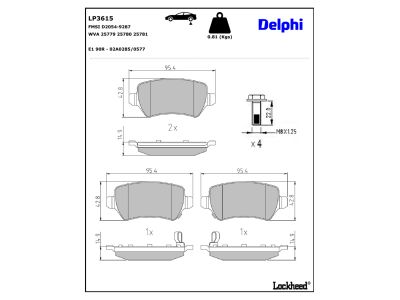 Juego de 4 pastillas de freno (Almohadilla de freno) DELPHI ref. LP3615