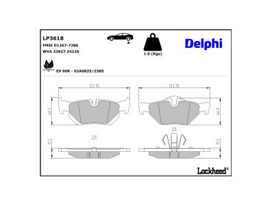 Jeu de 4 plaquettes de frein DELPHI ref. LP3618