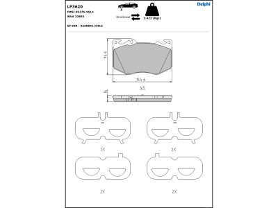 Juego de 4 pastillas de freno (Almohadilla de freno) DELPHI ref. LP3620