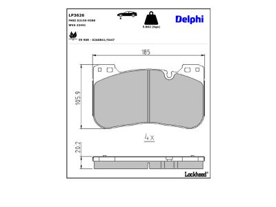 Juego de 4 pastillas de freno (Almohadilla de freno) DELPHI ref. LP3626