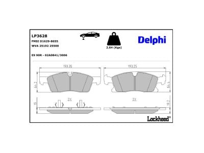 Juego de 4 pastillas de freno (Almohadilla de freno) DELPHI ref. LP3628