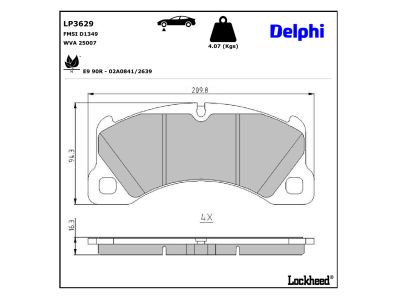 Jogo de 4 pastilhas de travão DELPHI ref. LP3629