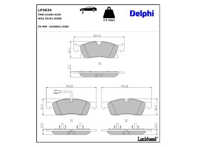 Juego de 4 pastillas de freno (Almohadilla de freno) DELPHI ref. LP3634