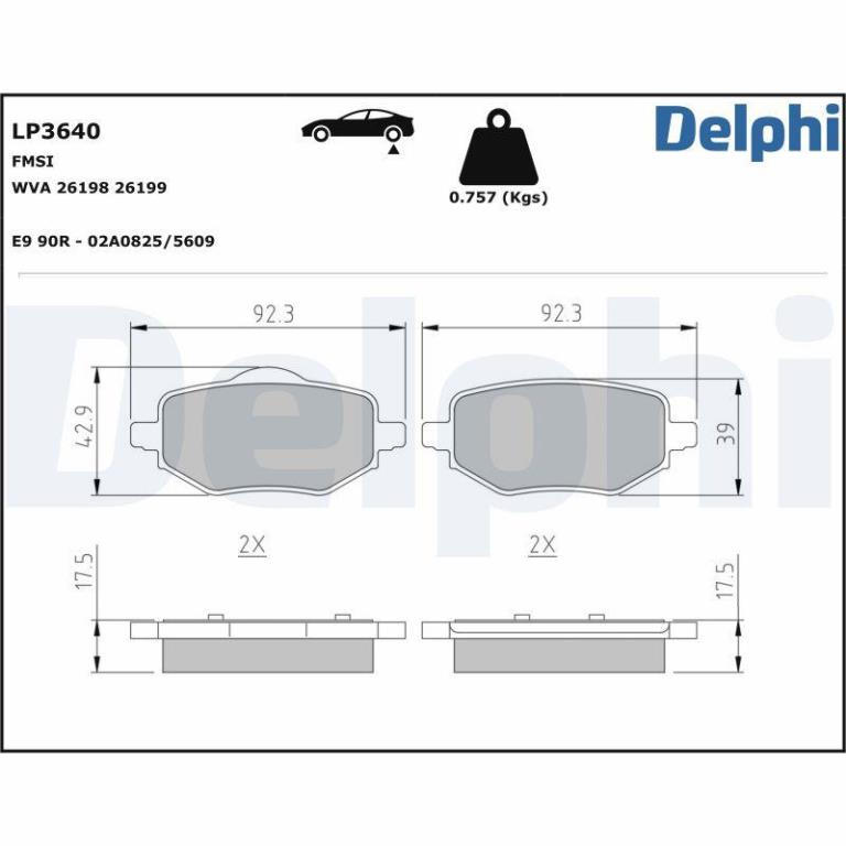 Jeu de 4 plaquettes de frein DELPHI LP3640