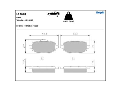 Jeu de 4 plaquettes de frein DELPHI LP3640