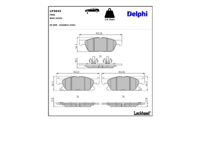 Juego de 4 pastillas de freno (Almohadilla de freno) DELPHI ref. LP3643
