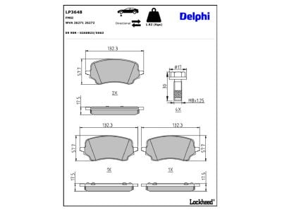 Juego de 4 pastillas de freno (Almohadilla de freno) DELPHI ref. LP3648