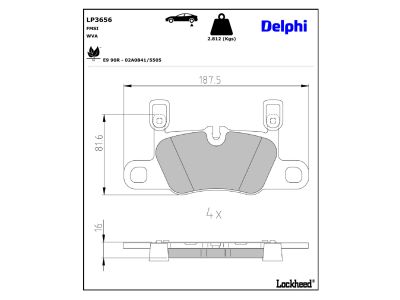 Juego de 4 pastillas de freno (Almohadilla de freno) DELPHI ref. LP3656