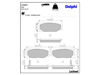 Juego de 4 pastillas de freno (Almohadilla de freno) DELPHI ref. LP3657