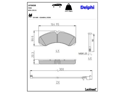 Juego de 4 pastillas de freno (Almohadilla de freno) DELPHI ref. LP3658