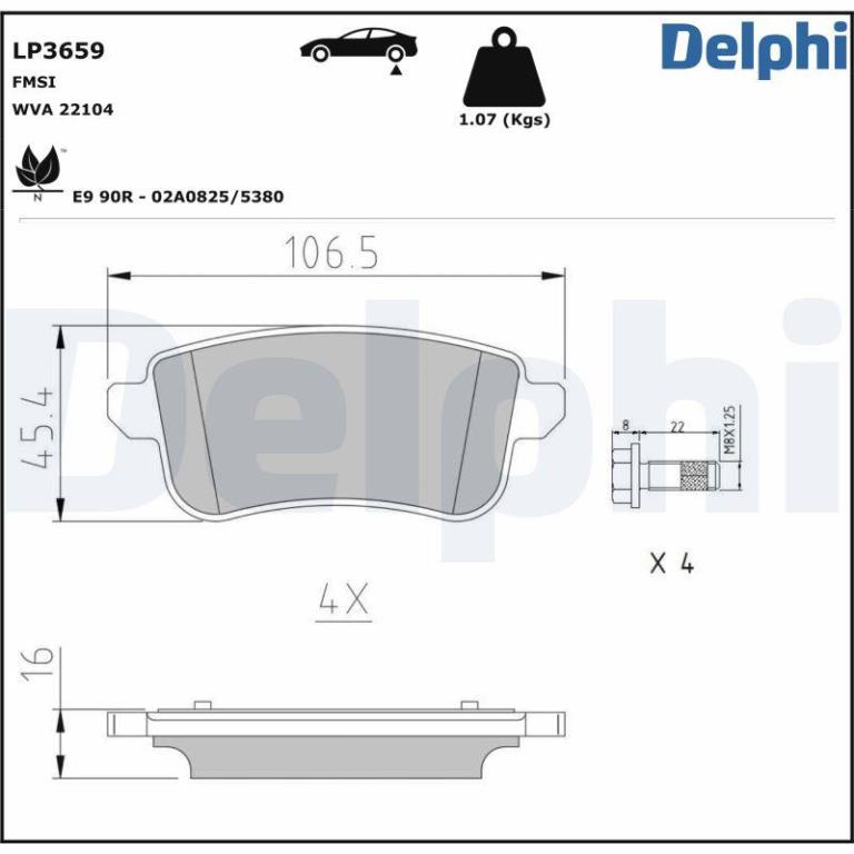 Juego de 4 pastillas de freno (Almohadilla de freno) DELPHI ref. LP3659