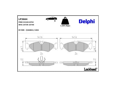 Jeu de 4 plaquettes de frein DELPHI ref. LP3664