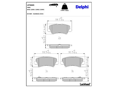 Jeu de 4 plaquettes de frein DELPHI ref. LP3665