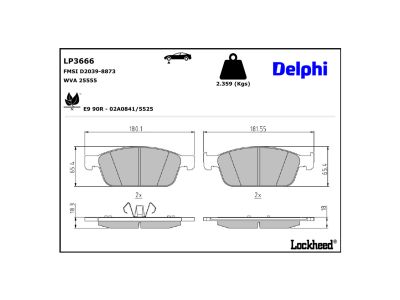 Juego de 4 pastillas de freno (Almohadilla de freno) DELPHI ref. LP3666