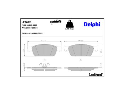 Jogo pastilhas travão, travão de estacionamento de disco DELPHI ref. LP3672