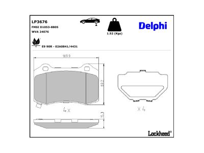 Jeu de 4 plaquettes de frein DELPHI ref. LP3676
