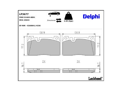 Juego de 4 pastillas de freno (Almohadilla de freno) DELPHI ref. LP3677