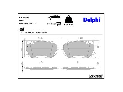 Juego de 4 pastillas de freno (Almohadilla de freno) DELPHI ref. LP3679