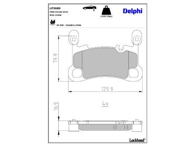 Jogo de 4 pastilhas de travão DELPHI ref. LP3680