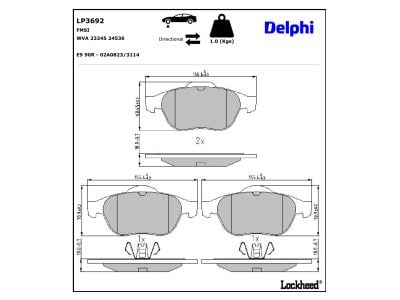Juego de 4 pastillas de freno (Almohadilla de freno) DELPHI ref. LP3692