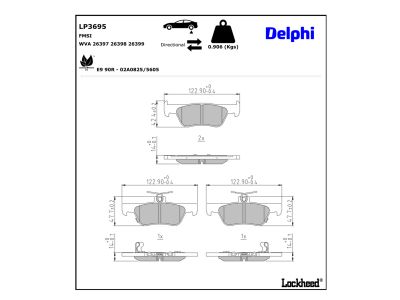 Juego de 4 pastillas de freno (Almohadilla de freno) DELPHI LP3695