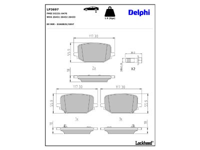 Juego de 4 pastillas de freno (Almohadilla de freno) DELPHI ref. LP3697