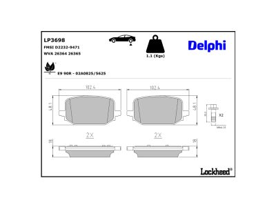 Jeu de 4 plaquettes de frein DELPHI ref. LP3698