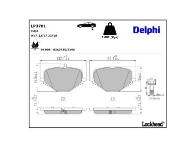 Juego de 4 pastillas de freno (Almohadilla de freno) DELPHI ref. LP3701