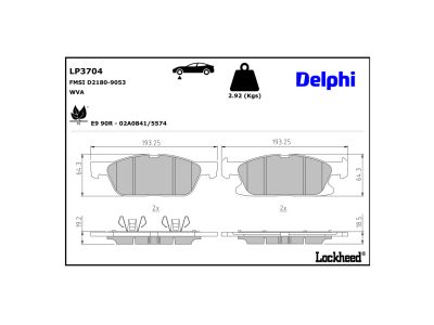 Juego de 4 pastillas de freno (Almohadilla de freno) DELPHI ref. LP3704