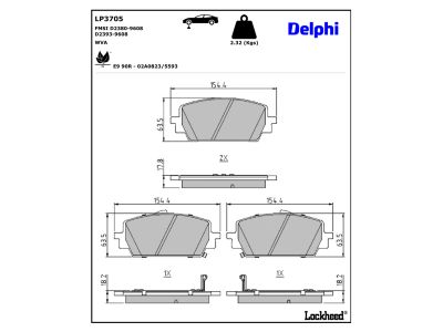 Juego de 4 pastillas de freno (Almohadilla de freno) DELPHI ref. LP3705