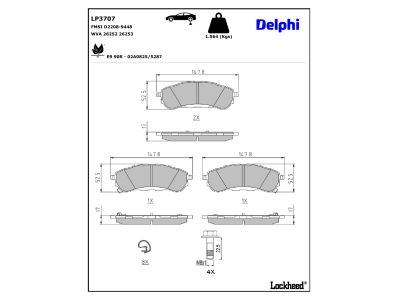 Juego de 4 pastillas de freno (Almohadilla de freno) DELPHI ref. LP3707