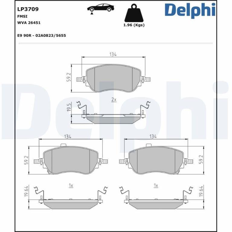 Juego de 4 pastillas de freno (Almohadilla de freno) DELPHI ref. LP3709