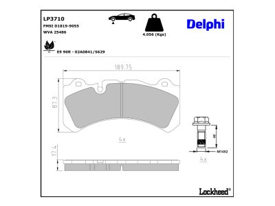 Juego de 4 pastillas de freno (Almohadilla de freno) DELPHI ref. LP3710