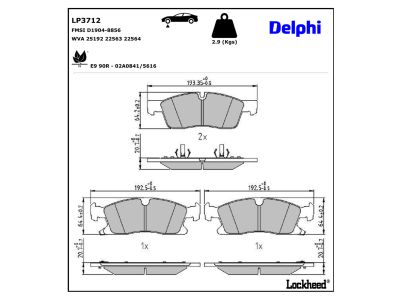 Juego de 4 pastillas de freno (Almohadilla de freno) DELPHI ref. LP3712