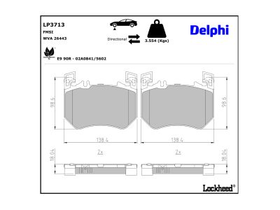 Juego de 4 pastillas de freno (Almohadilla de freno) DELPHI ref. LP3713
