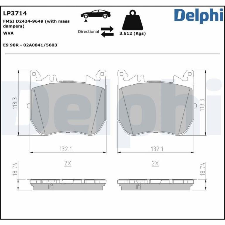 Juego de 4 pastillas de freno (Almohadilla de freno) DELPHI ref. LP3714