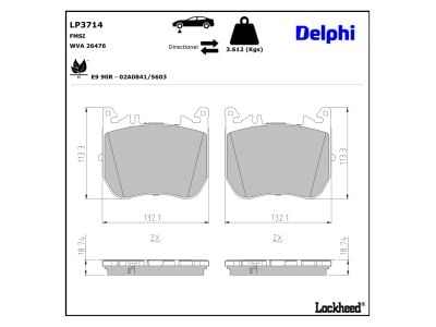 Juego de 4 pastillas de freno (Almohadilla de freno) DELPHI ref. LP3714